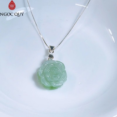 Dây chuyền S925 hoa mẫu đơn cẩm thạch A Myanmar - Hoa mẫu đơn ngọc phỉ thúy chất nếp type A - Ngọc Quý