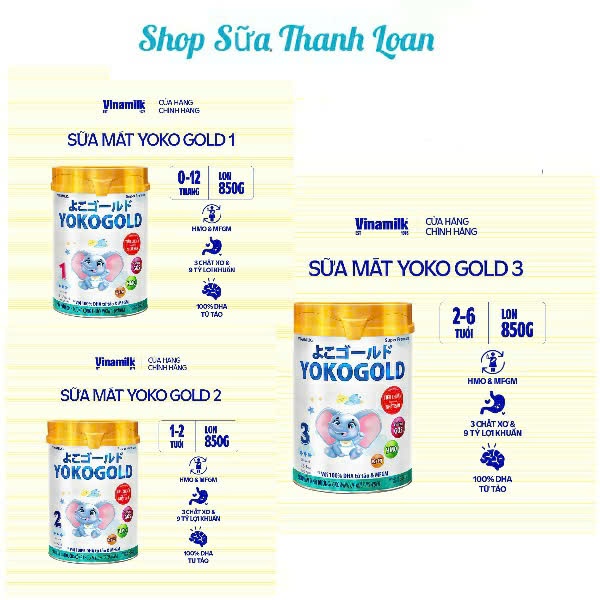 (HSD T4-2028) COMBO 2 LON SỮA BỘT VINAMILK YOKOGOLD 1/ 2 / 3 350g/ 850g.