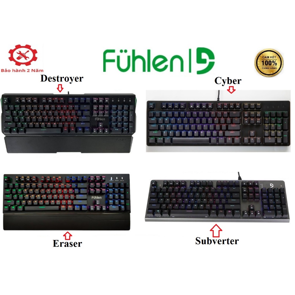 Bàn Phím Cơ Fuhlen Eraser - Destroyer - Cyber - Subverter - Hàng Chính Hãng Ninza Bảo Hành 2 Năm