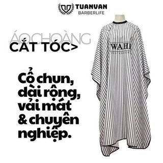 Áo choàng cắt tóc sọc đen trắng khăn trùm cắt tóc cho barber shop salon chuyên nghiệp đủ size