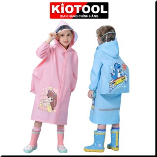 Áo mưa cho bé Kiotool Áo mưa trẻ em có ngăn đựng cặp balo nhựa EVA siêu chống thấm bé trai bé gái