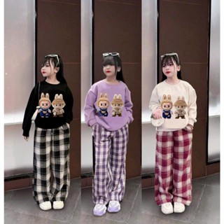 Bộ đồ thu đông NỈ 6 màu LABUBU BABYTHREE cho bé gái bé trai ấm áp từ 9-44kg mã 9568