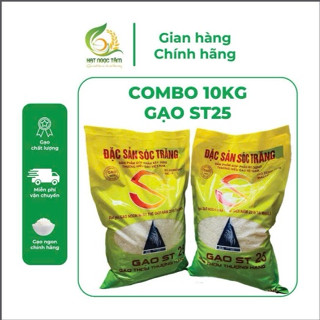 10 Kg Gạo ST25 Thượng Hạng dẻo vừa mềm cơm, thơm nhẹ ( bao ép )