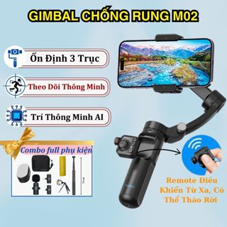 Gimbal TOKQI M02 chống rung cho điện thoại 3 trục, Tay cầm gymbal quay video AI theo dõi vật thể 360
