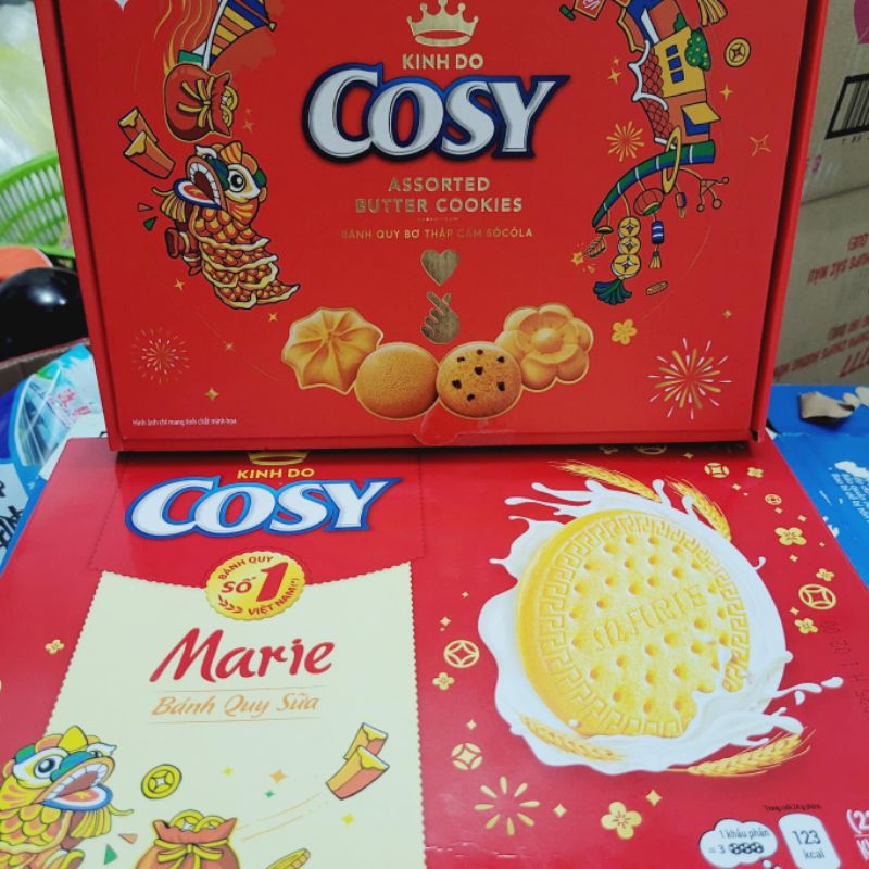 Bánh quy Cosy bơ thập cẩm socola, bánh quy sữa bao bì tết