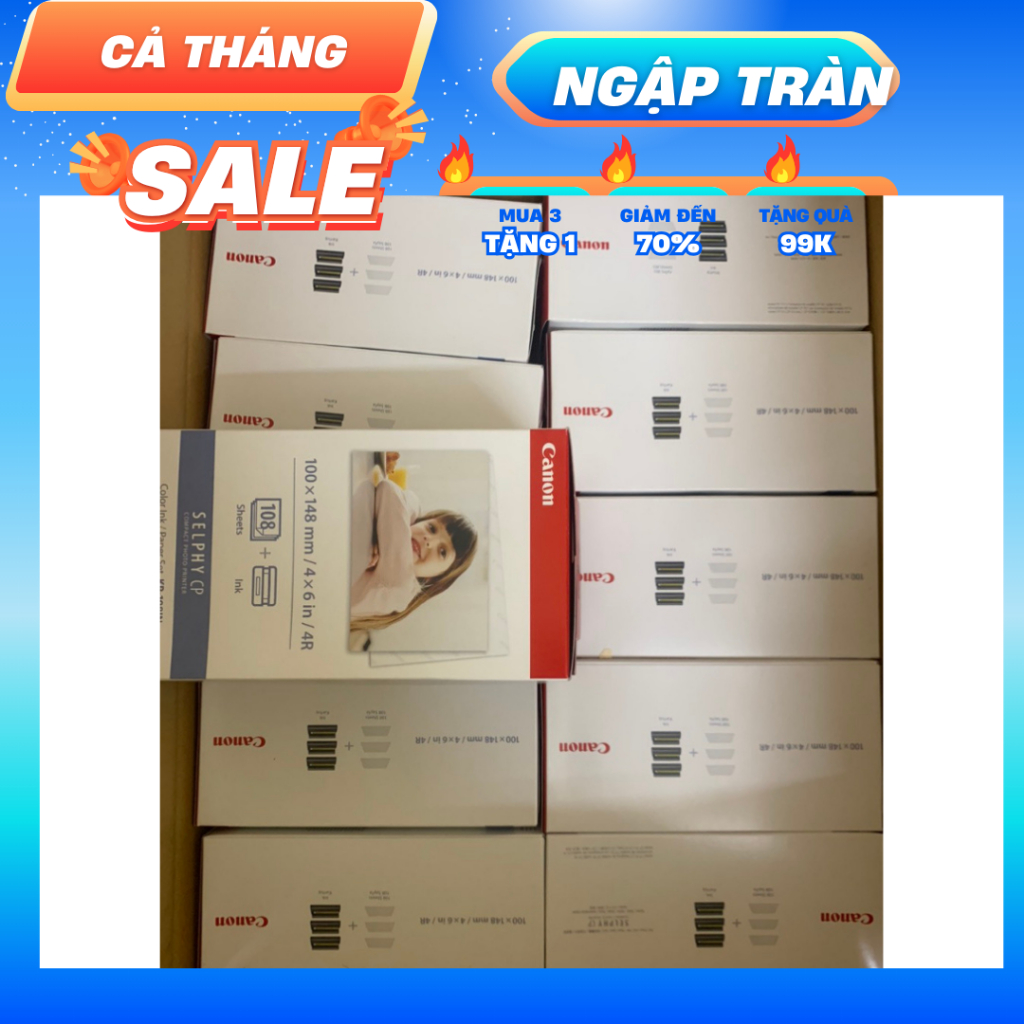 Giấy và mực in Canon KP108in gồm 108 tờ giấy và 3 băng mực