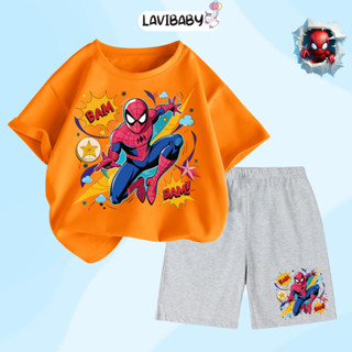 Bộ Siêu nhân bé trai Lavibaby Quần áo cho bé trai Dễ thương chất thun cotton Mềm mịn Thoáng mát