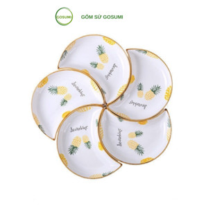  Bộ bát đĩa hoa mặt trời thắp hương đẹp sang trọng men sáng mịn gốm sứ Gosumi MT01 