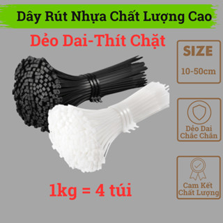 1kg dây thít nhựa chất lượng cao, 1kg dây rút nhựa đen trắng đủ size từ 10cm-50cm dẻo dai, chắc chắn