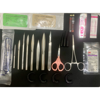 Dụng Cụ Tiểu Phẫu Kéo Cong Dao Mổ Kim Xỏ Khuyên 5mm Đến 12Ly7 (Bôi Đen Tên)