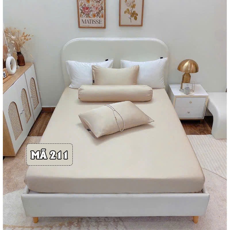 [ Nhận may theo yêu cầu] Set Ga Gối Tencel 60s 4 Món Màu Trơn, Ga Lẻ Bọc Nệm Vải Tencel 60s Màu Trơn