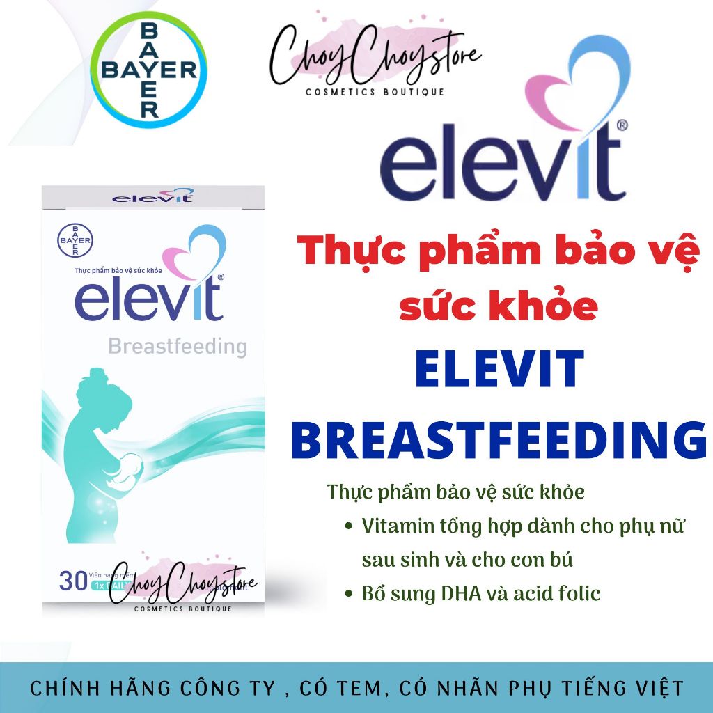 Elevit Breastfeeding Thực Phẩm Bảo Vệ Sức Khỏe Hộp 30V (Nhập Khẩu) Elevit Xanh Lá