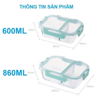Hộp đựng cơm 2 ngăn lock 860ml