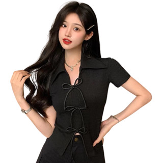 Áo sơ mi coquette cho nữ Choice HT42 kiểu dáng xinh yêu form baby tee vải xốp nhăn co dãn 4 chiều