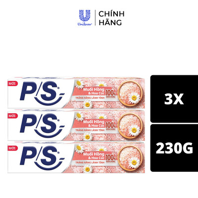 Bộ 3 Kem Đánh Răng P/S Trắng Răng Lành Tính - 100% Kiểm Chứng 230g/ hộp