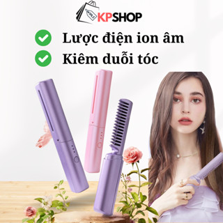  Lược điện chải tóc mini không dây ion âm 3 mức nhiệt tạo kiểu chuyên nghiệp kiêm máy uốn duỗi ép tóc nhỏ gọn 