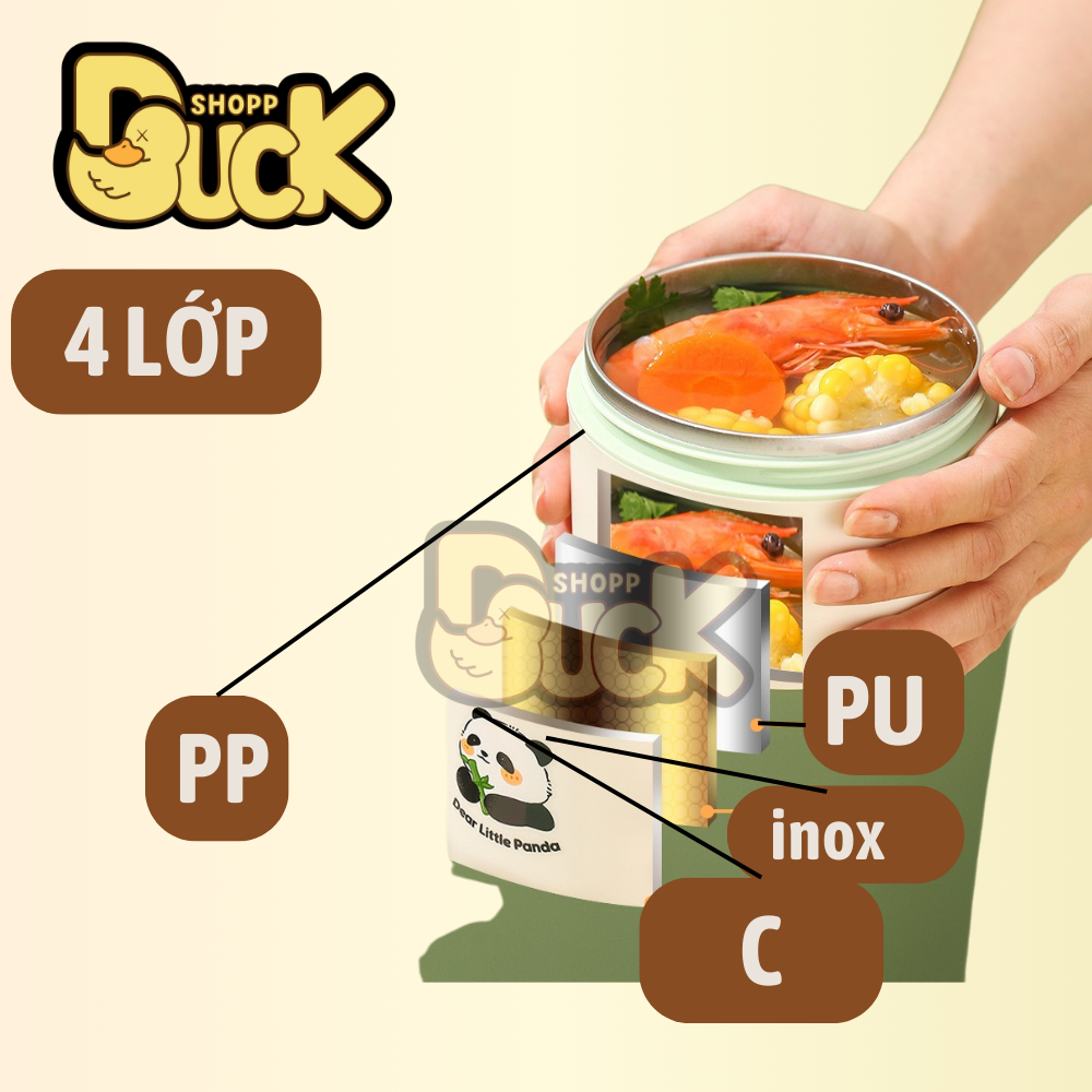 Hộp cơm giữ nhiệt Inox 304 cao cấp chống tràn có thể dùng cho lò vi sóng Dear Bear (Tặng muỗng đũa) | BigBuy360 - bigbuy360.vn