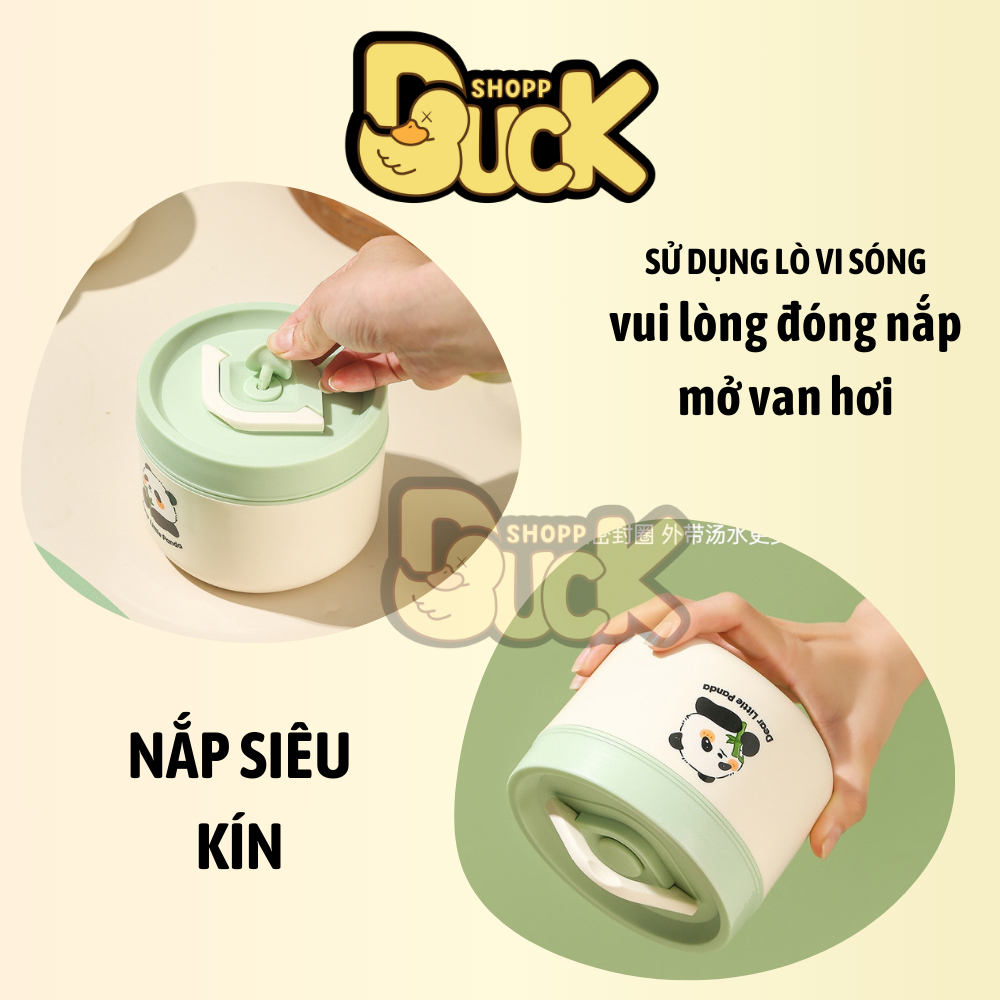 Hộp cơm giữ nhiệt Inox 304 cao cấp chống tràn có thể dùng cho lò vi sóng Dear Bear (Tặng muỗng đũa) | BigBuy360 - bigbuy360.vn