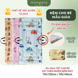 Nệm cho bé mẫu giáo Mangata Bedding, đệm ngủ cho bé gấp gọn size 70x120cm và 70x140cm dày dặn mềm mát ngủ ngon