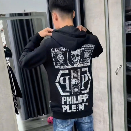 U1- Áo Khoác Mũ Khóa Zip Hoddie Philip Đính Đá Mix Logo Titan Siêu Nét_Áo Khoác Philip Bản Neww Vải Nỉ #Hot #2025