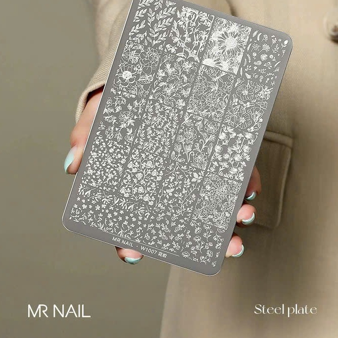 Khuôn thép in hoạ tiết gấm MR NAIL trang trí móng tay CHÍNH HÃNG