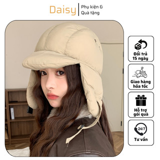 Nón Len Chụp Tai Unisex, Mũ Phao Trơn Nam Nữ Phối Dây Chống Gió, Giữ Ấm Nhiều Màu Dễ Phối Đồ - DAISY - NL075