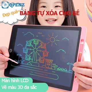 Bảng vẽ tự xóa QPENZ đồ chơi tập viết cho bé màn hình LCD đa sắc dùng Pin Cr2025