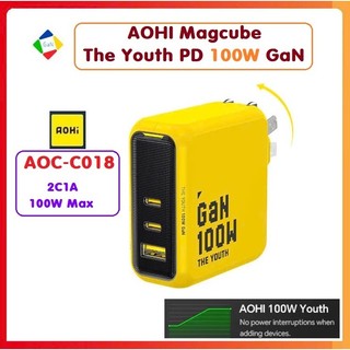 Củ Sạc AOHI Magcube The Youth PD 100W GaN AOC-C018  | 2C1A | UFCS | Chia điện C1 C2 không ngắt