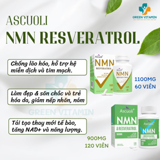 Viên uống tăng cường NAD+, hệ miễn dịch, năng lượng, chống lão hóa Ascuoli NMN Resveratrol 1100mg
