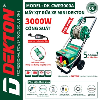 Máy Xịt Rửa Dekton 3000W /DK-CWR3000A / Tích Hợp Rulo Cuộn Dây 15M / ÁP LỰC 180BAR
