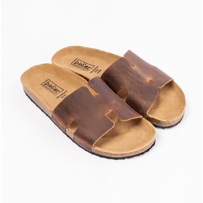 Dép Birken Đế Trấu Bioline Official Thiết Kế Unisex Quai Chữ H Da Bò - D04