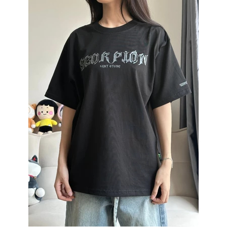 Áo thun 4Art SCORPION Cotton 2 chiều Hình in lụa Oversized Unisex Màu Đen