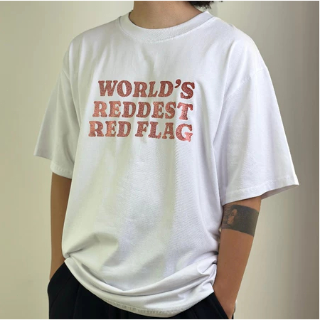 Áo thun 4ART RED FLAG Kim Tuyến Cotton 2 chiều  Oversized Unisex Màu Đen Trắng