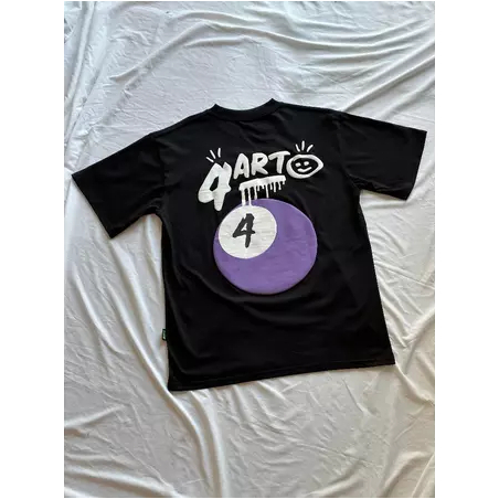 Áo thun 4ART BALL4 BILLIARD Cotton 2 chiều  Hình in nổi Oversized Unisex Màu Đen