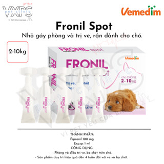 Nhỏ gáy Fronil spot diệt ve rận dành cho chó cân nặng từ 2 - 10kg (hộp 5 tuýp)