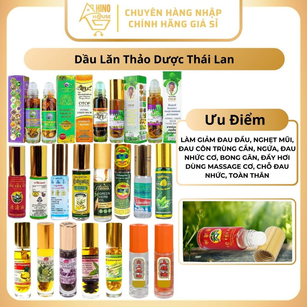 Dầu Lăn Nội Địa Thái Lan, Hỗ Trợ Chăm Sóc Sức Khỏe, Hỗ Trợ Xoa Bóp Đau Nhức Mõi - Hinohouse