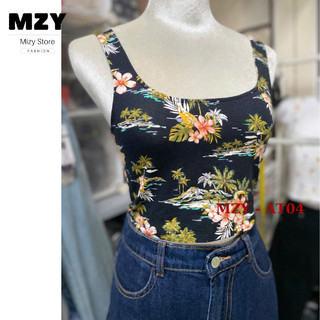 Áo croptop MZY - AT04 dây to bản, chất thun co giãn tốt, hoa văn lạ mắt.
