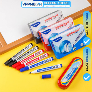Hộp 10 bút lông bảng Thiên Long WB-03 xoá được, Mực WBI-01 tái sử dụng