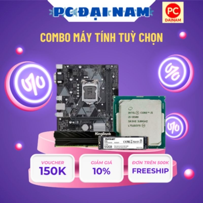 combo máy tinh, main H310, cpui5, RAM 16GB ,ssd512gb, + vga. cũ bảo hành 12 tháng.