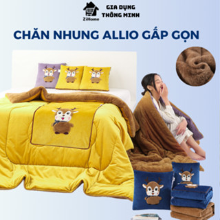 Chăn nhung ALLIO dày dặn giữ ấm mùa đông, chăn nhung lông tuyết có thể gấp gọn làm gối