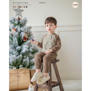 Bộ Giữ Nhiệt Nỉ Bông COOKIE Bộ Quần Áo Dài Tay Nỉ Lông Bổ Trụ Raglan Cho Bé Từ 6 Tháng Đến 5 Tuổi