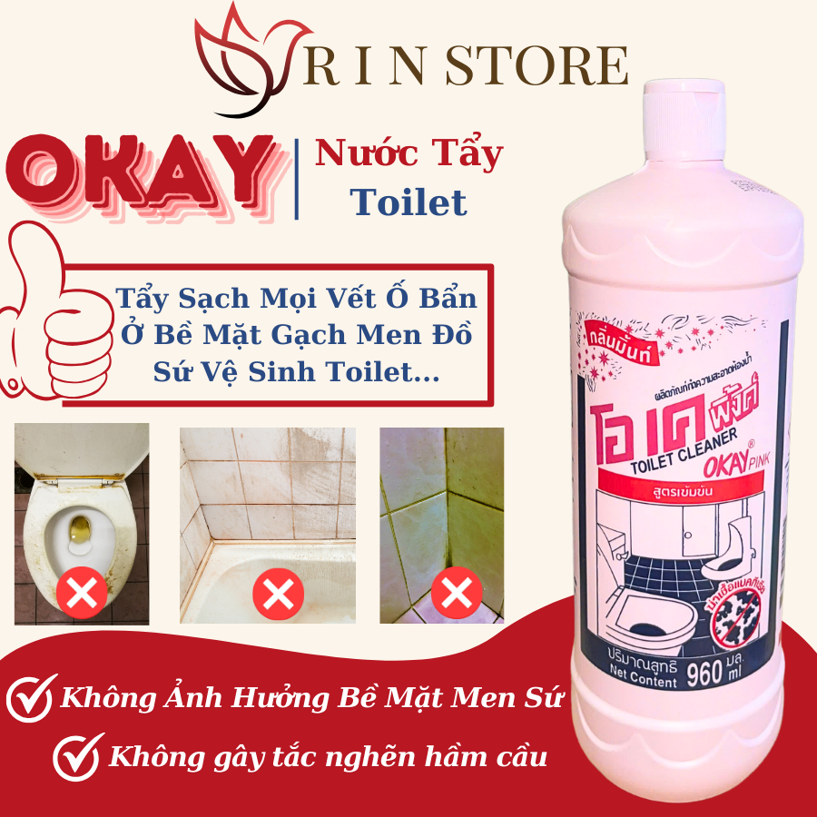 Nước Tẩy Bồn Cầu OKAY Làm Sạch Vết Bẩn Nước Tẩy Nhà Vệ Sinh Thành Bồn Cầu Bồn Rửa Chén Tiện Lợi RIN
