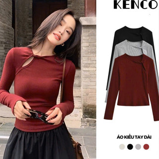 Áo thun nữ xoắn vai len tăm hàn mềm mịn tay dài Justdun Shees Clothing Sài Gòn