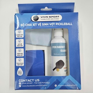 Chai xịt vệ sinh vợt Pickleball 100ml tặng kèm khăn lau, mút xốp