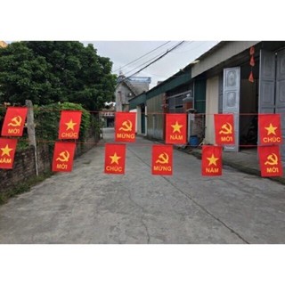 Cờ dây sao vàng-búa liềm in lụa