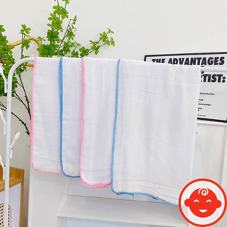 Combo 3c/5c khăn tắm xô xuất nhật trắng viền xanh, hồng Kiba cho bé sơ sinh