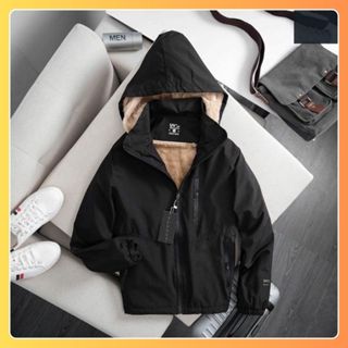 Áo khoác gió nam, nữ lót lông cừu, vải tráng bạc cao cấp chống nước có mũ tháo rời