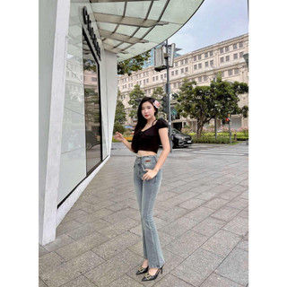 Quần jean nữ lưng cao co giãn