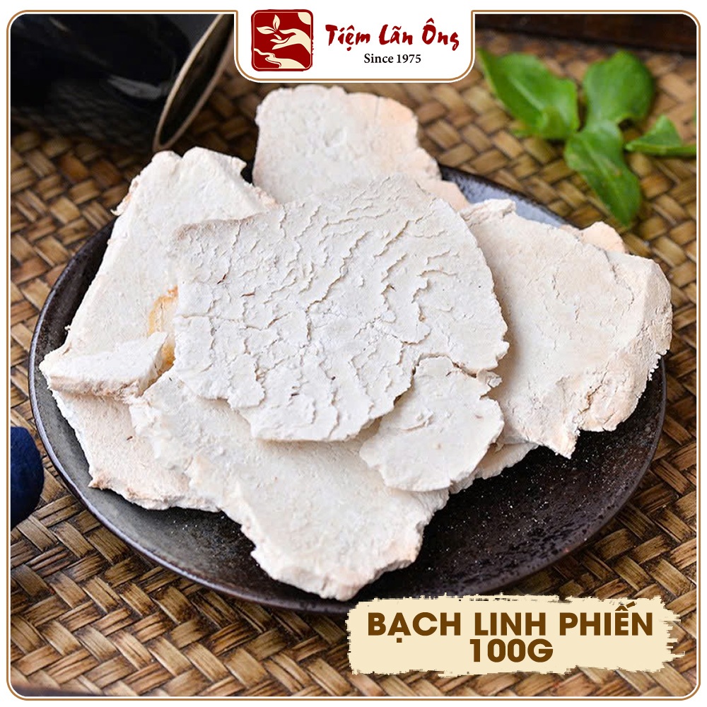 Bạch phục linh 100g, bạch linh phiến từ củ nguyên chất, không ép bột, không tạp chất - Tiệm lãn ông