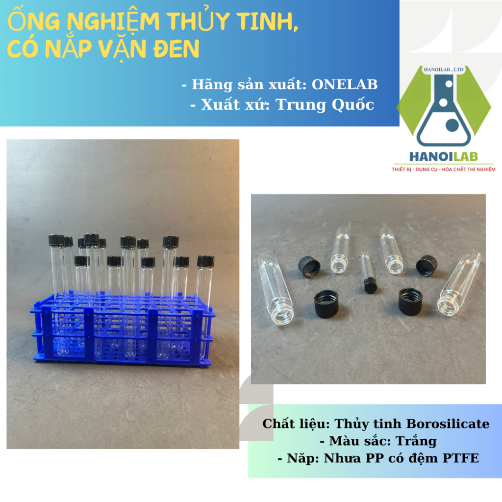 Ống nghiệm thủy tinh có nắp vặn đen- YTHN